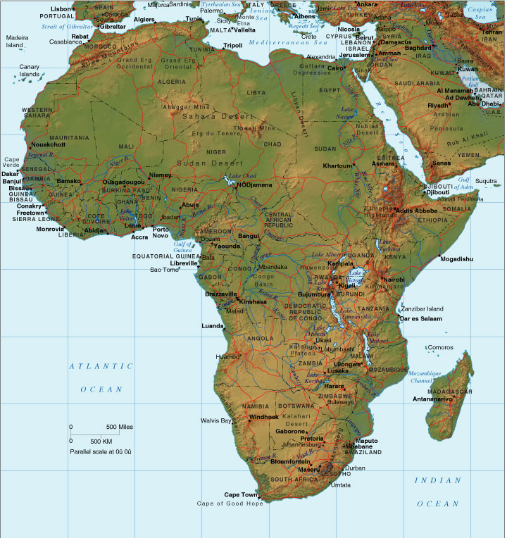 Relief Map Of Africa - Africa Terrain Map